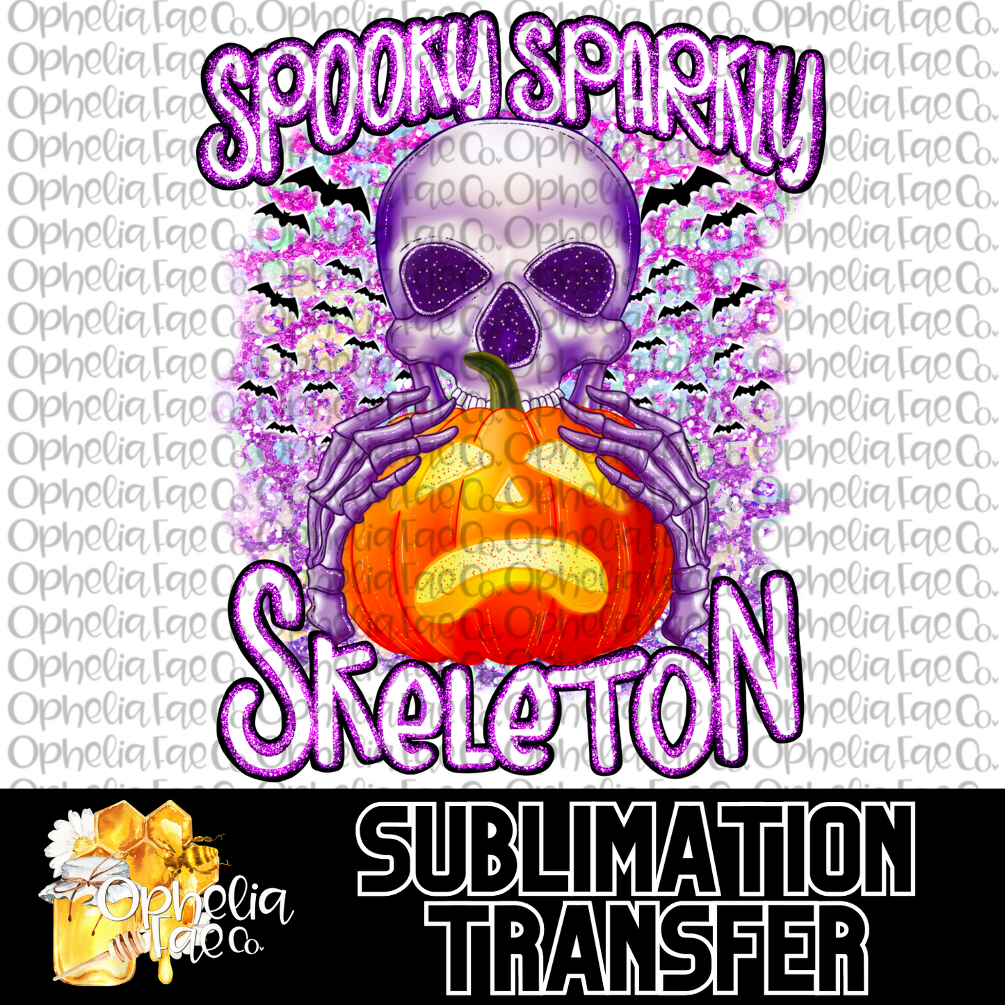 Spooky Sparkly Skeleton - Sublimation Transfer